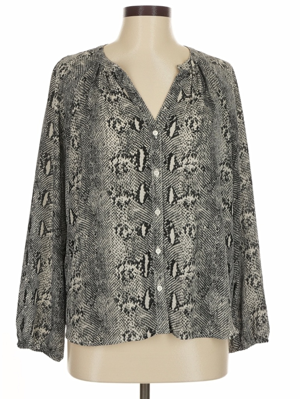 J. Crew Black and White Snake -Print Button Down Blouse, L